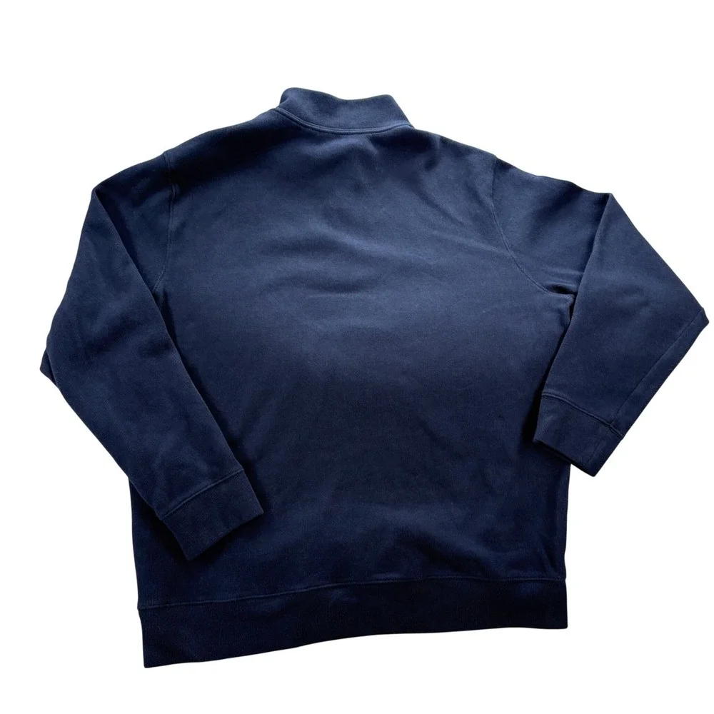 Lands End‎ Mens XXL Navy Blue 100% Cotton Quarter Zip Pullover Sweater RN 62830